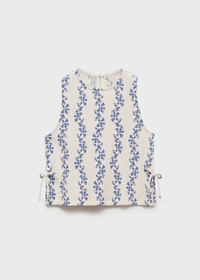 Blouse imprimée à nœud