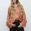 Blouse imprimée à volants