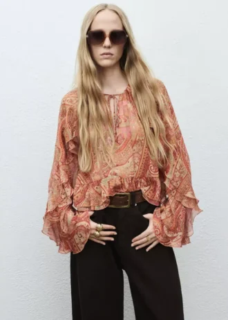 Blouse imprimée à volants