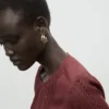 Blouse à manches bouffantes brodées