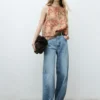 Blouse plissée à fleurs