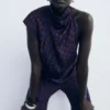 Blouse à pois avec col drapé