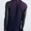 Blouse à pois avec col drapé