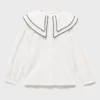 Blouse rayée à col Claudine