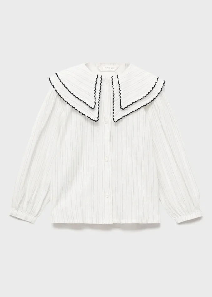 Blouse rayée à col Claudine