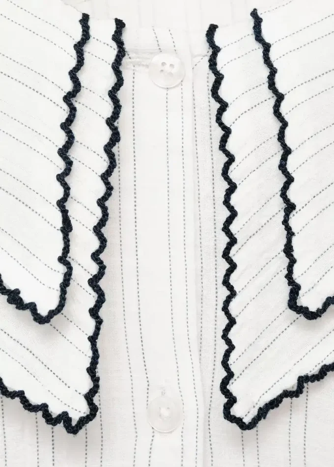 Blouse rayée à col Claudine