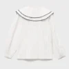 Blouse rayée à col Claudine