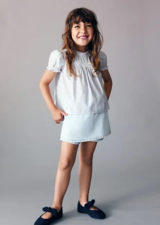 Blouse rayée froncée