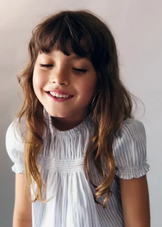 Blouse rayée froncée