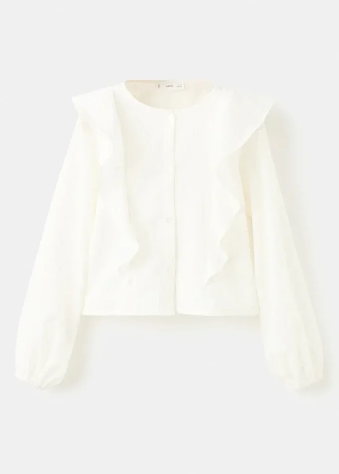 Blouse à volants en lurex