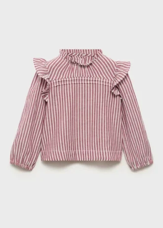 Blouse à volants et motif rayé
