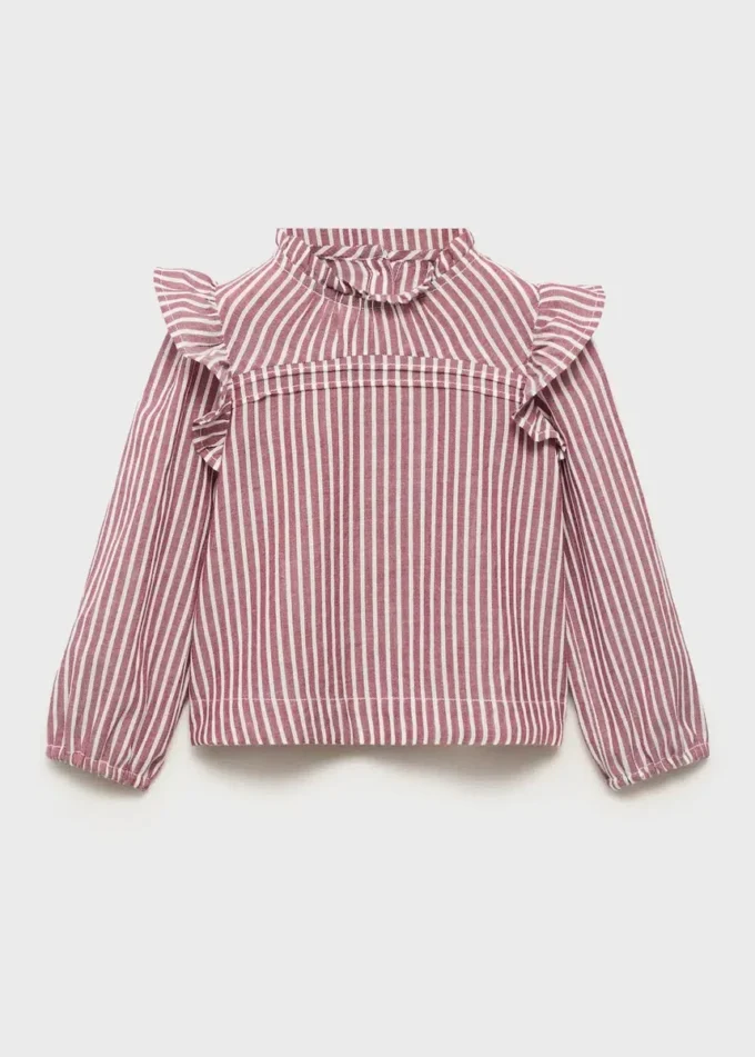 Blouse à volants et motif rayé