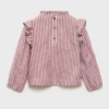 Blouse à volants et motif rayé