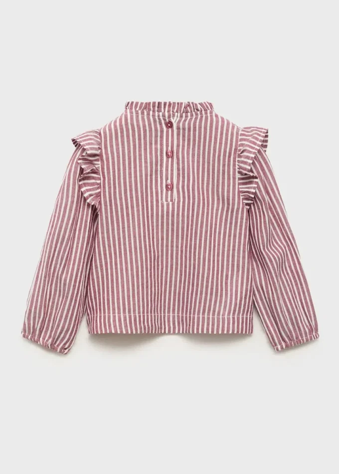 Blouse à volants et motif rayé