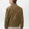 Blouson aviateur en cuir suédé