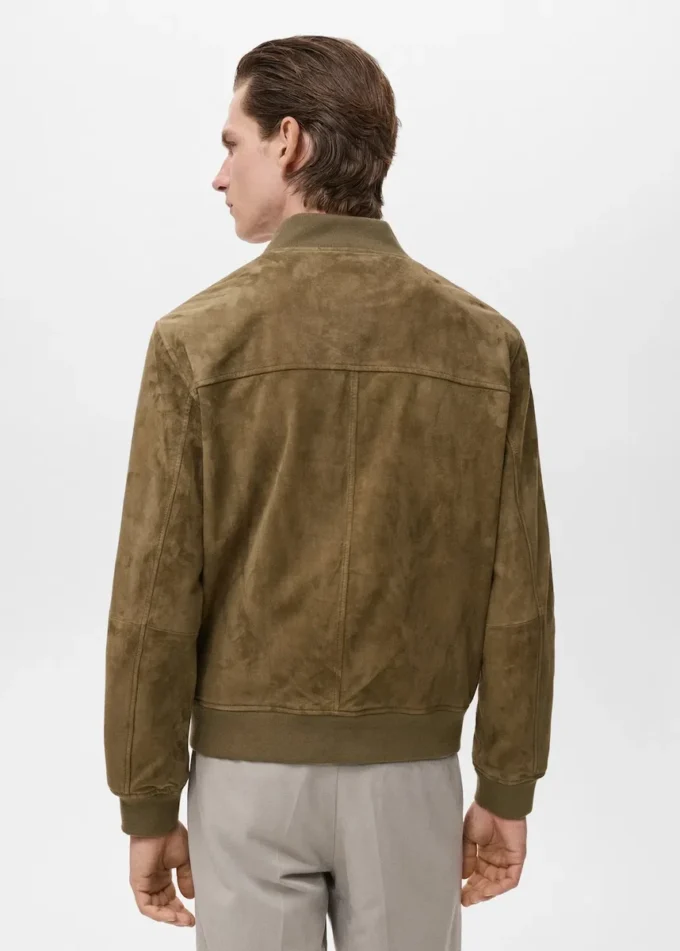 Blouson aviateur en cuir suédé