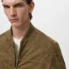 Blouson aviateur en cuir suédé