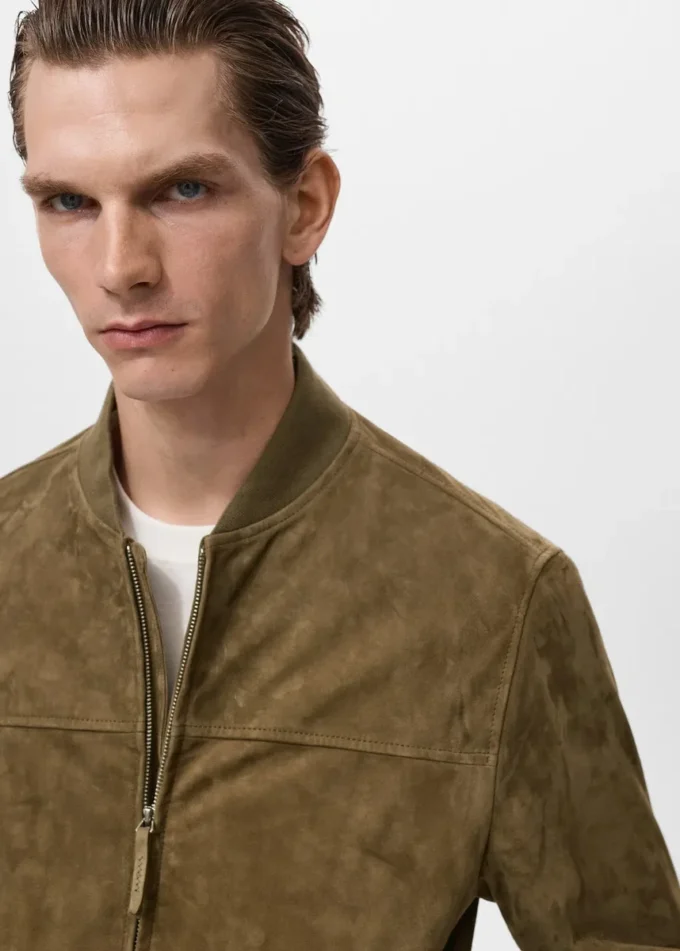 Blouson aviateur en cuir suédé