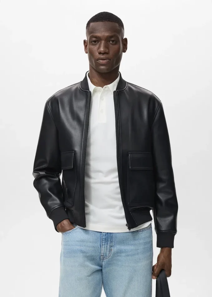 Blouson aviateur en simili cuir
