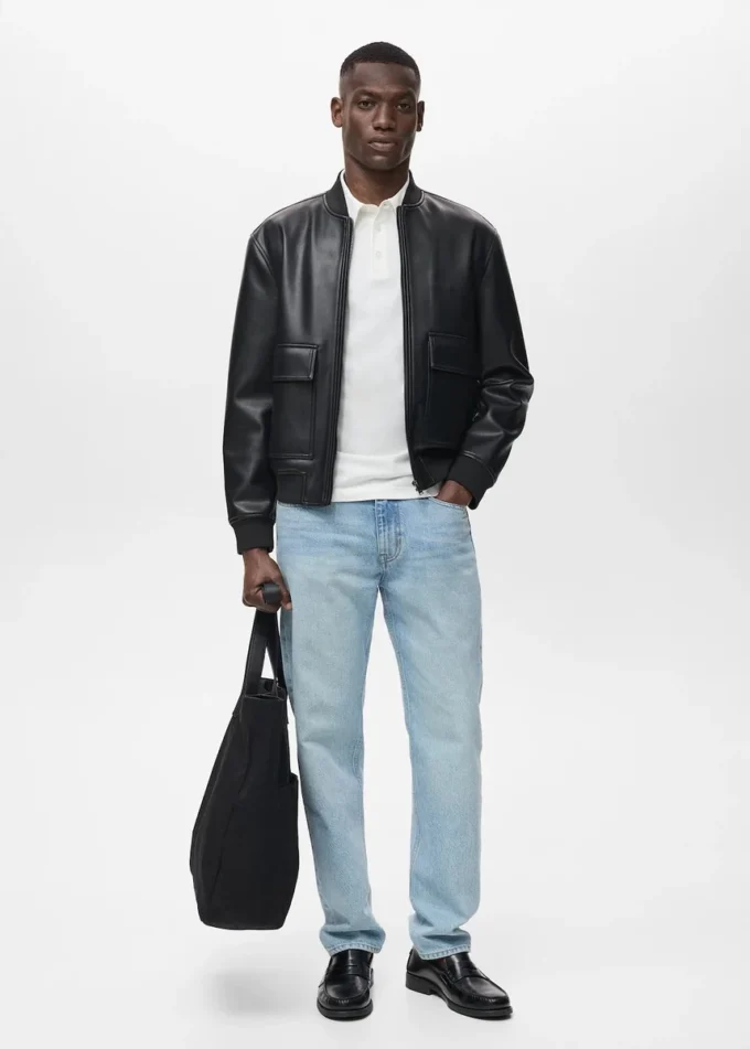 Blouson aviateur en simili cuir