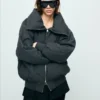 Blouson bomber à col cheminée