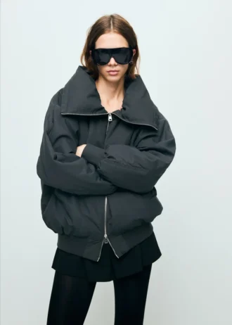 Blouson bomber à col cheminée