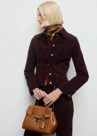 Blouson bomber en velours avec coutures apparentes