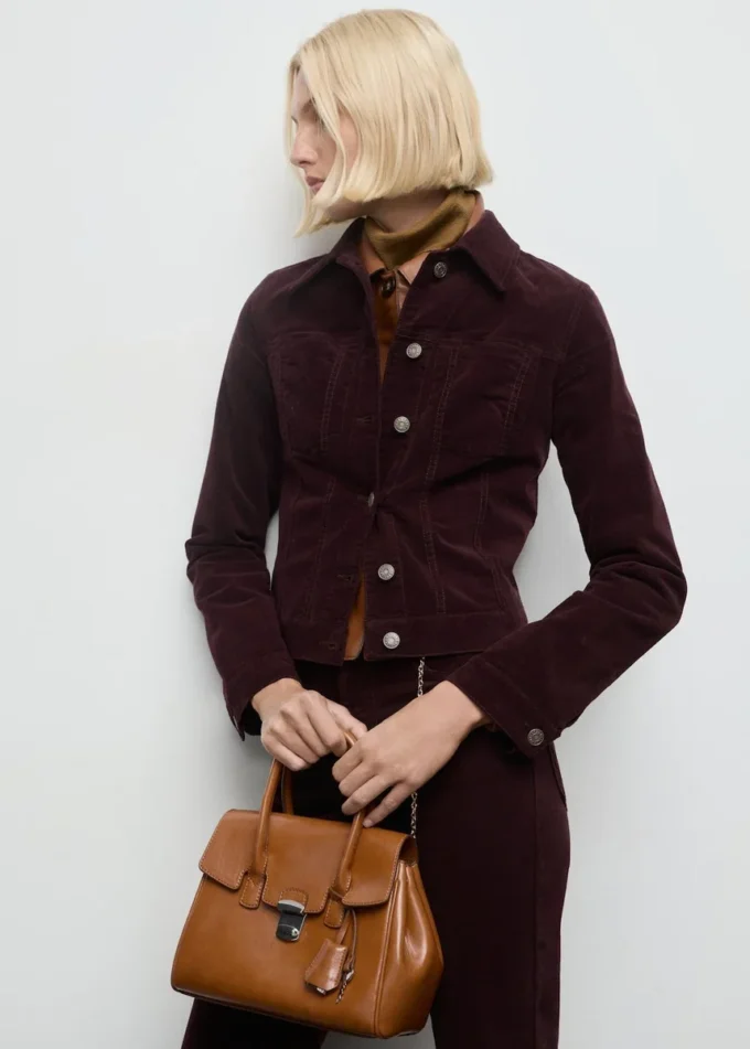 Blouson bomber en velours avec coutures apparentes