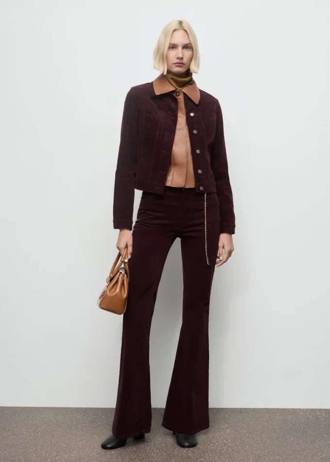 Blouson bomber en velours avec coutures apparentes