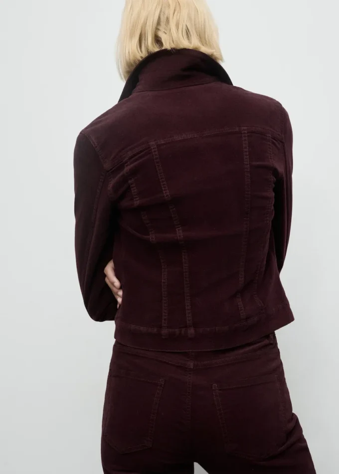 Blouson bomber en velours avec coutures apparentes
