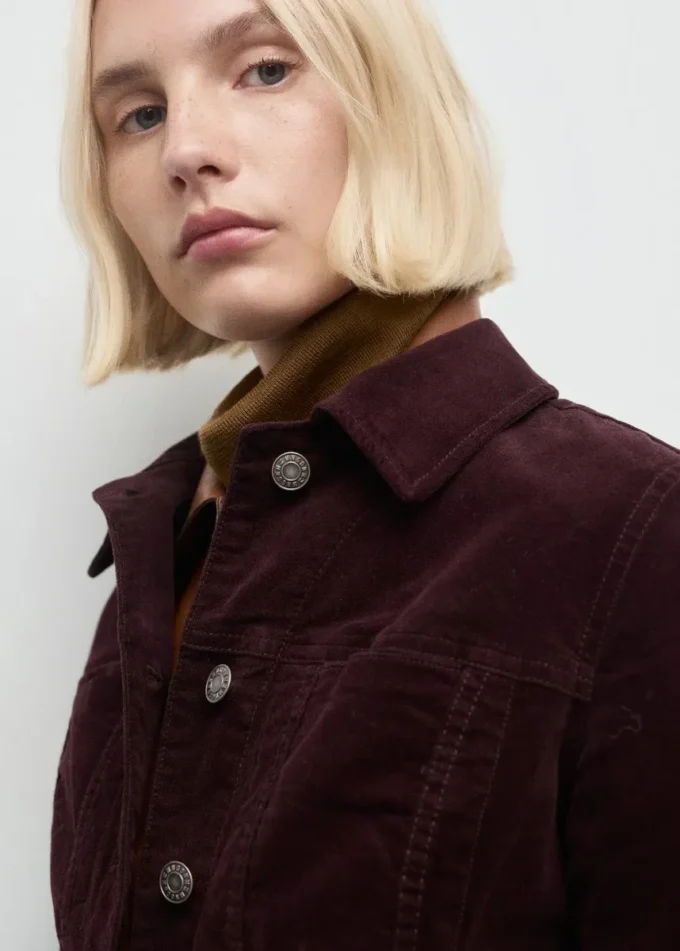 Blouson bomber en velours avec coutures apparentes