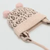Bonnet à imprimé léopard avec pompons