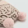 Bonnet à imprimé léopard avec pompons