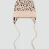 Bonnet à imprimé léopard avec pompons