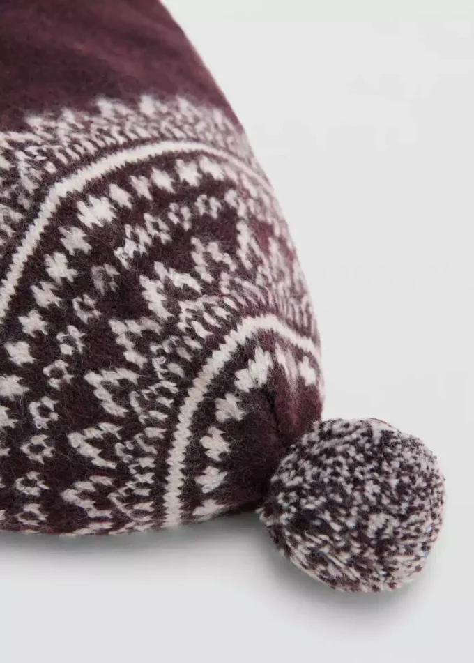 Bonnet à pompon avec motif jacquard