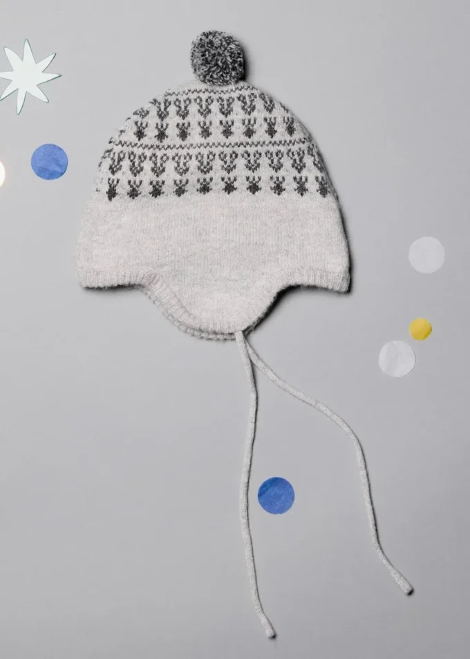 Bonnet à pompon avec motif jacquard