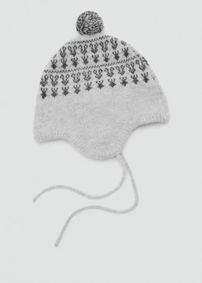 Bonnet à pompon avec motif jacquard
