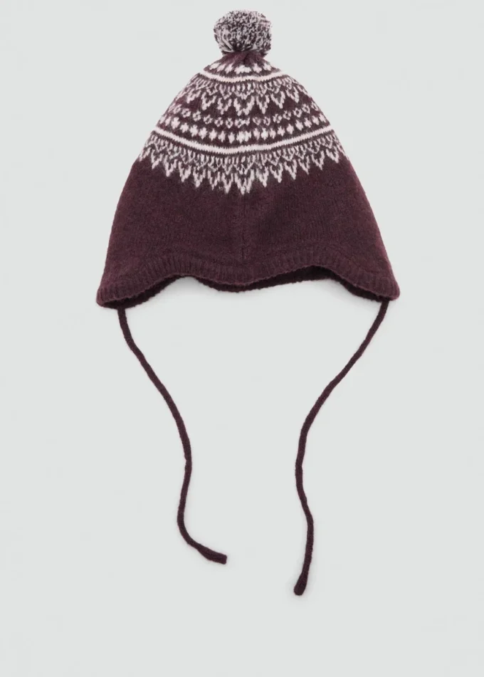 Bonnet à pompon avec motif jacquard