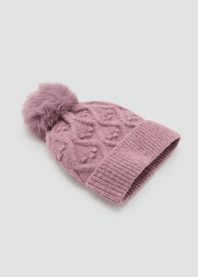 Bonnet texturé avec pompon