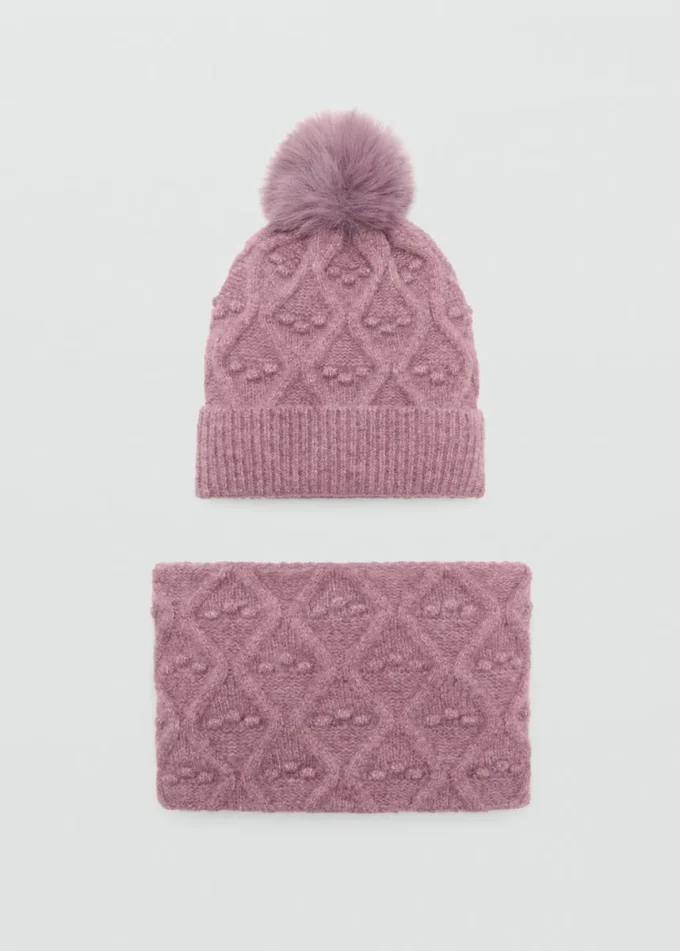 Bonnet texturé avec pompon
