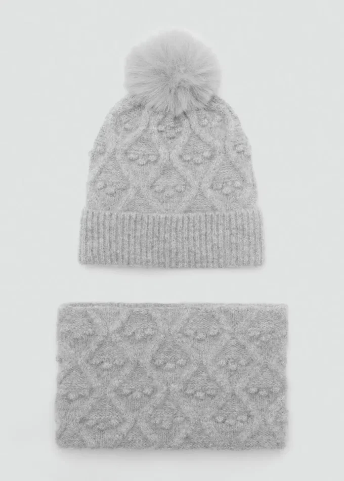 Bonnet texturé avec pompon