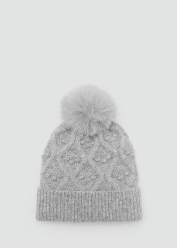 Bonnet texturé avec pompon
