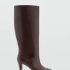 Botte à talon en cuir