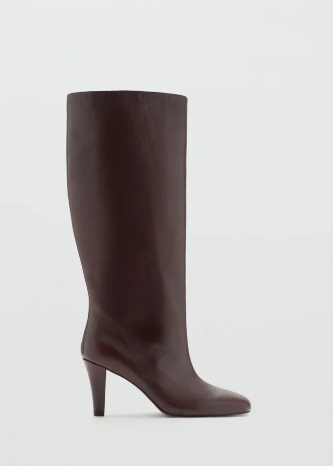 Botte à talon en cuir