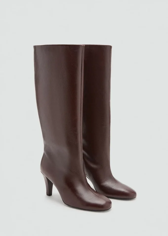 Botte à talon en cuir