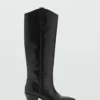 Botte à talon en cuir suédé