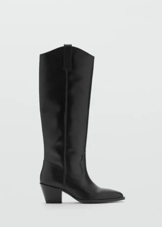 Botte à talon en cuir suédé