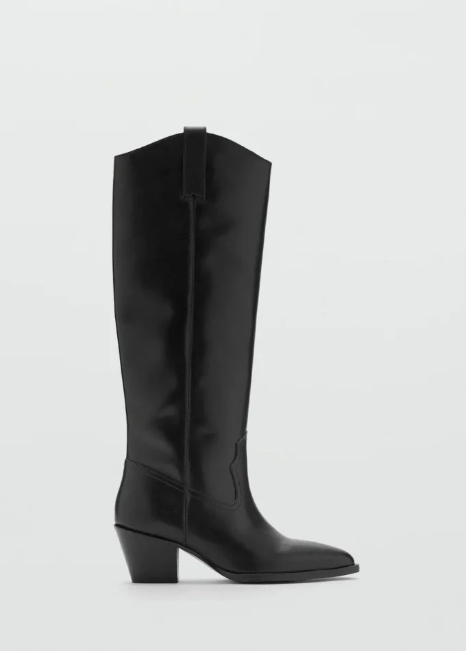 Botte à talon en cuir suédé