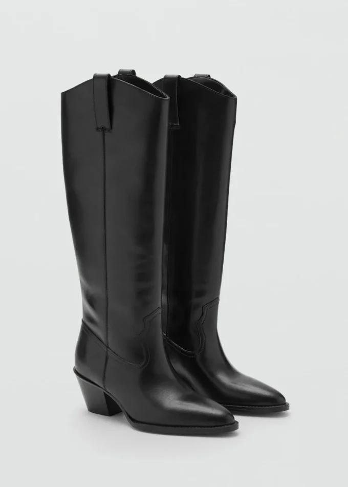 Botte à talon en cuir suédé