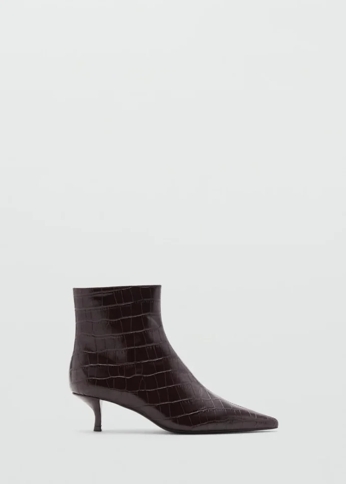 Bottines à bout pointu en simili cuir croco